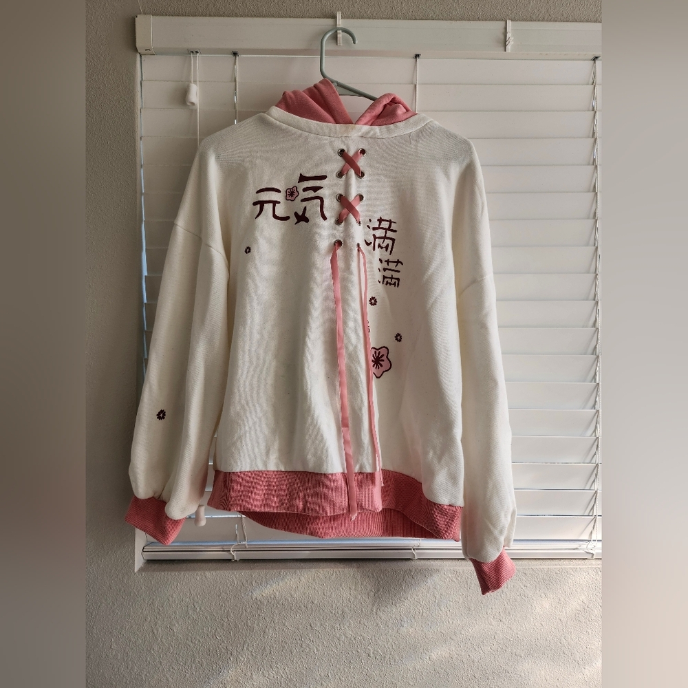 Cherry Blossom Pink and White Sweater M